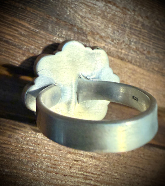 Genuine Turquoise Cluster Ring in 925 Sterling Silver | Southwestern Western Jewelry