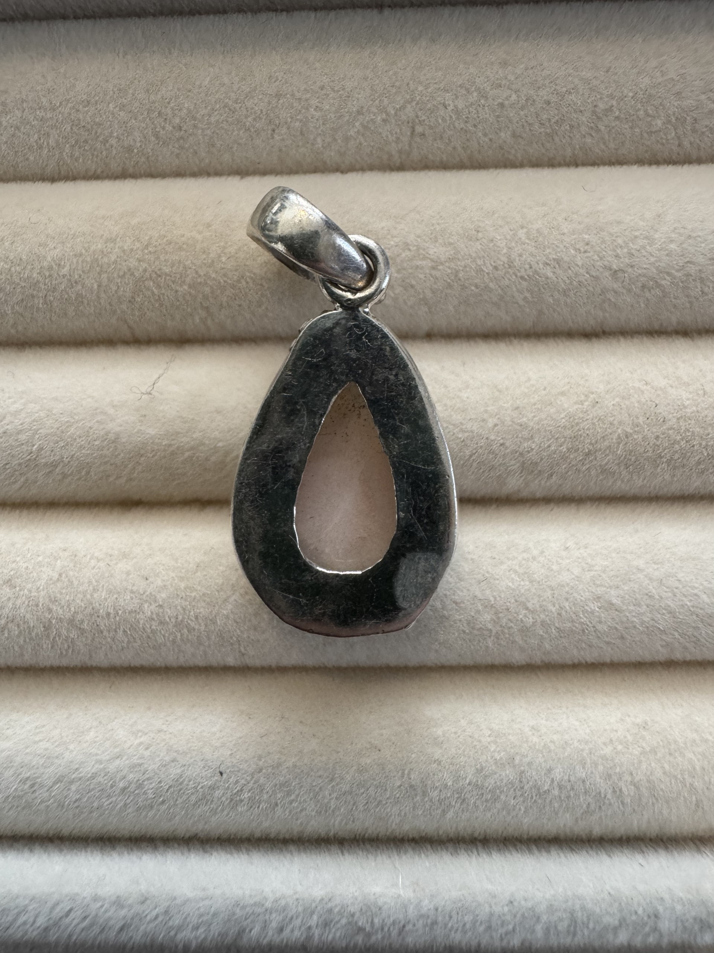 Pink Larimar Teardrop Sterling Silver Pendant
