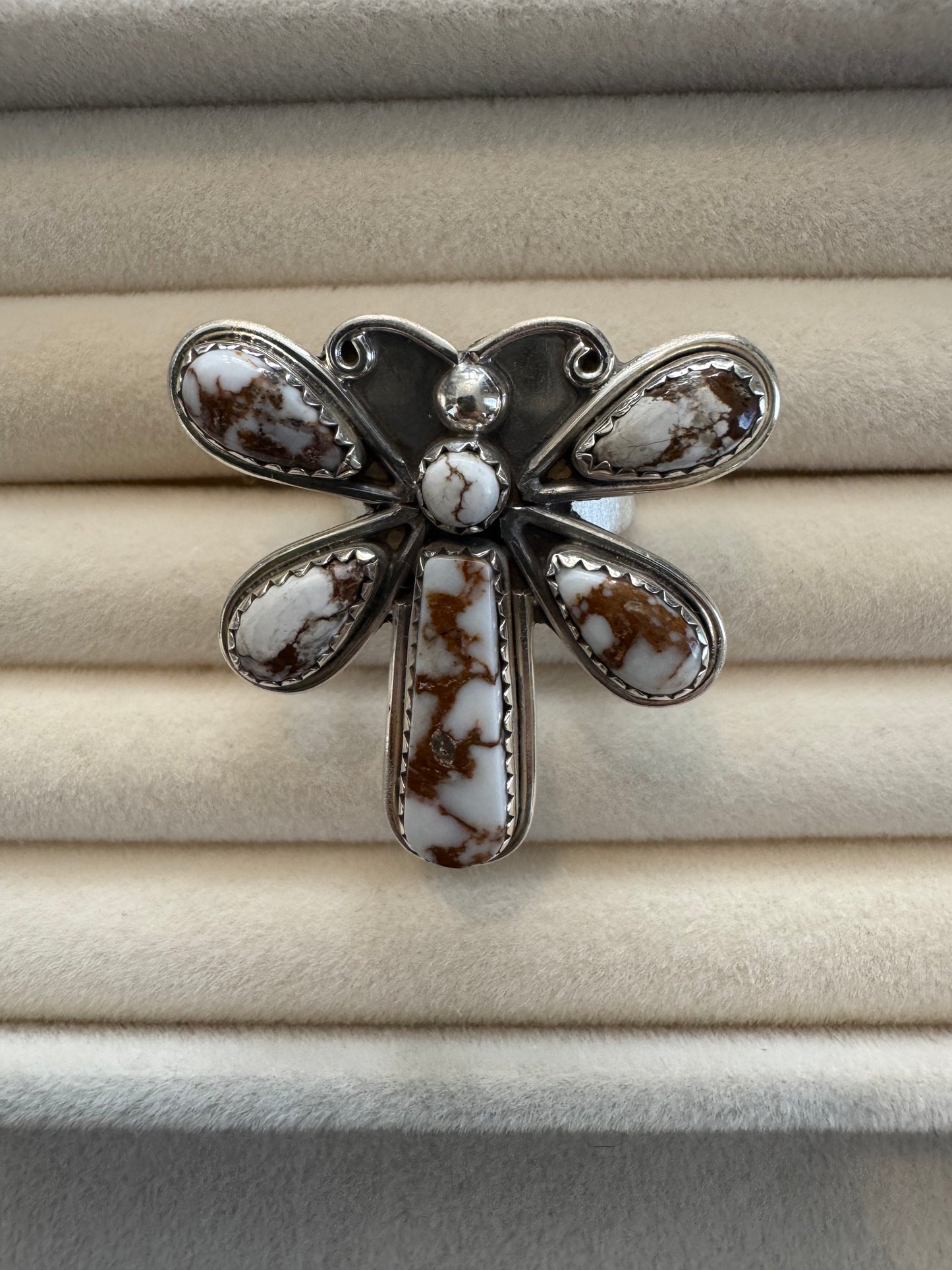 Wild Horse Stone Adjustable Sterling Silver Ring | Size 5-9