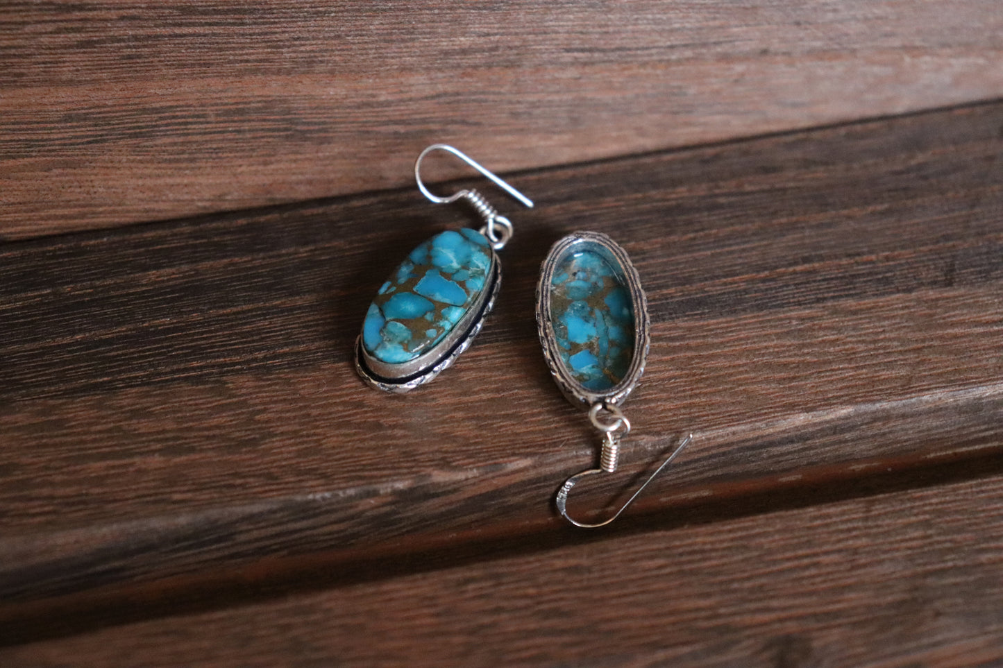 Kingman Turquoise Dangle Earrings – Silver Plated