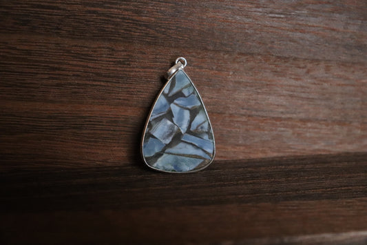 Mohave-Style Turquoise Pendant with Soft Blue with Black Matrix