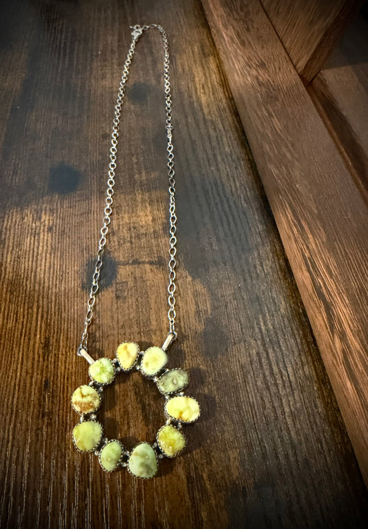 Palomino Turquoise Circle Statement Necklace – 925 Sterling Silver