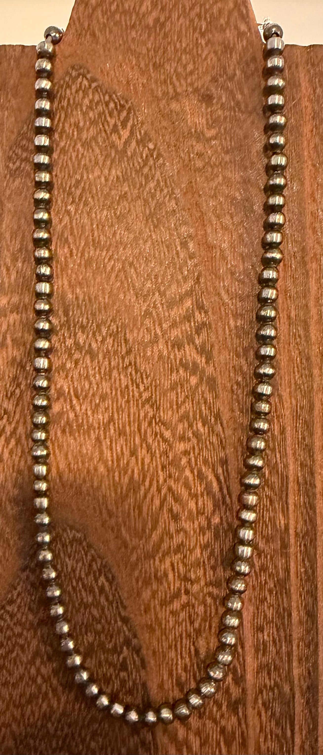 Navajo Pearl Handmade All 5mm Necklace ~ German Silver beads ~ 18 inch