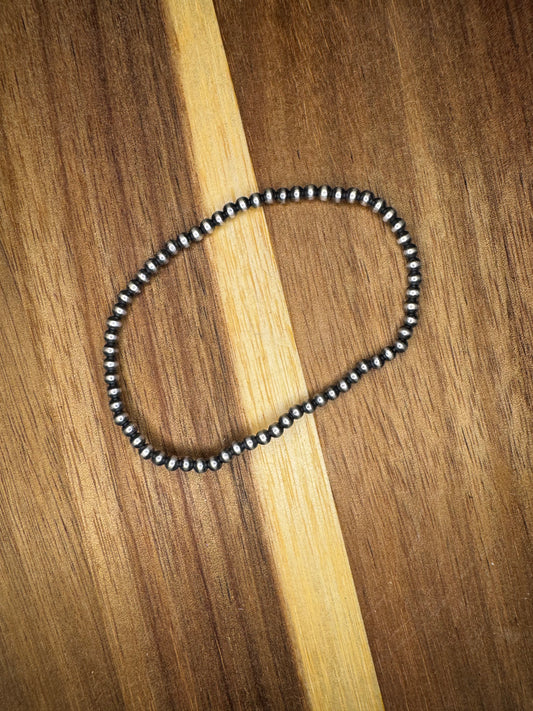 3mm Desert Pearl Sterling Silver Stretch Bracelet