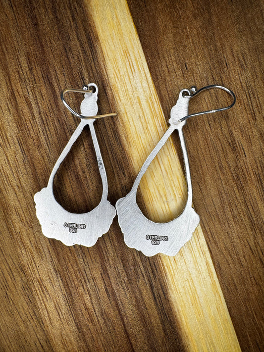 Sterling Silver Leaf Fringe Hoop Earrings