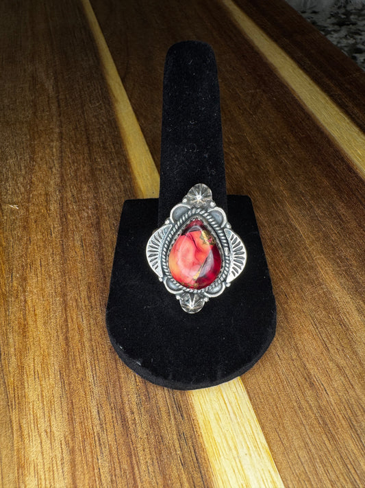 Adjustable Red Rose Dahlia Ring