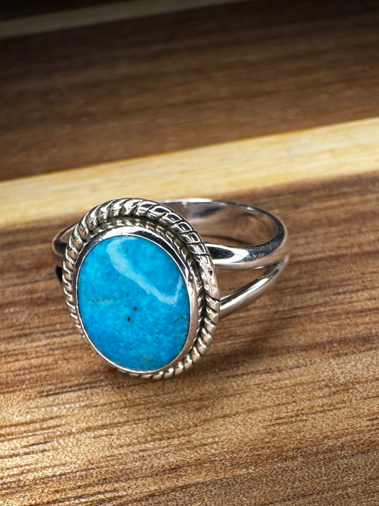 White Water Turquoise Sterling Silver Ring | Size 9