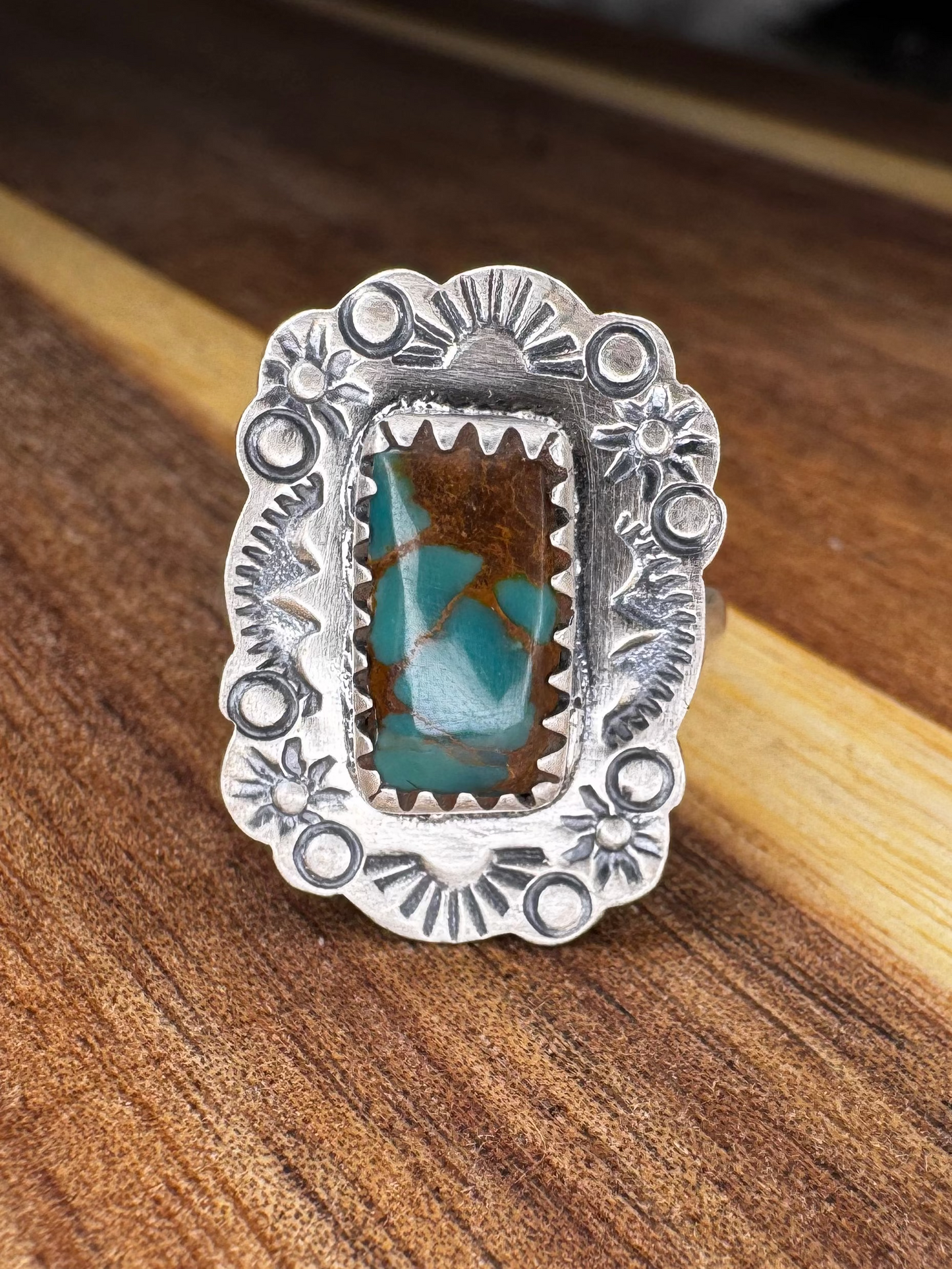 Rectangular #8 Turquoise Ring | Size 6