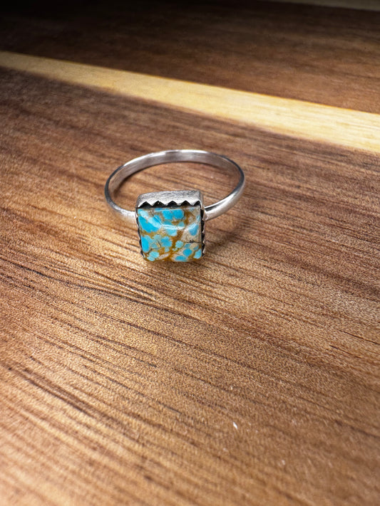 Square #8 Turquoise Ring | Size 7