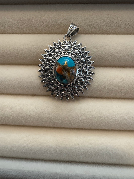 Spiny Oyster Ornate Sterling Silver Pendant