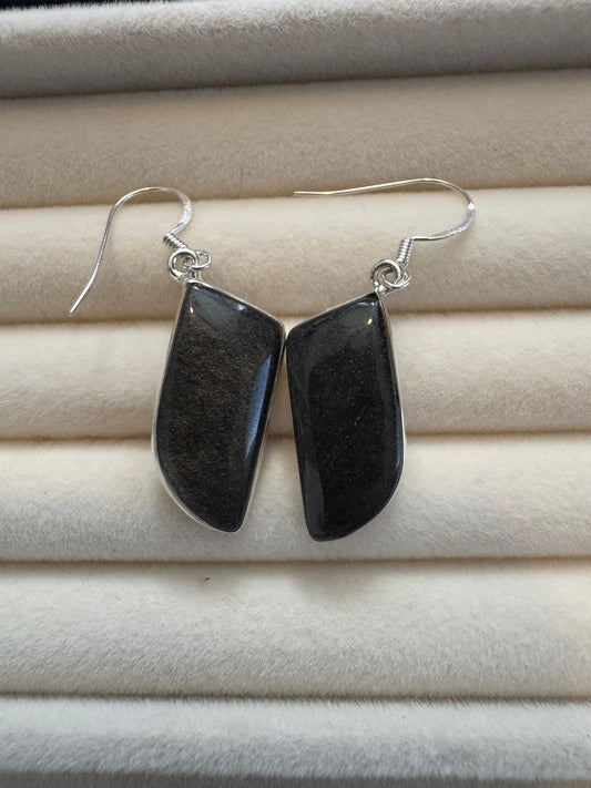 Silver Sheen Obsidian Sterling Silver Earrings
