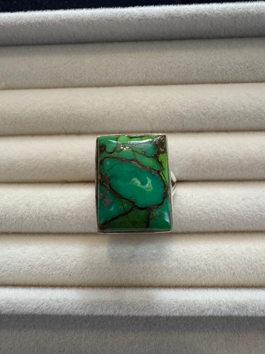 Green Apple Mohave Sterling Silver Statement Ring | Size 9