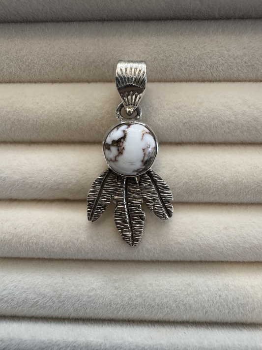 Wild Horse Sterling Silver Feather Pendant