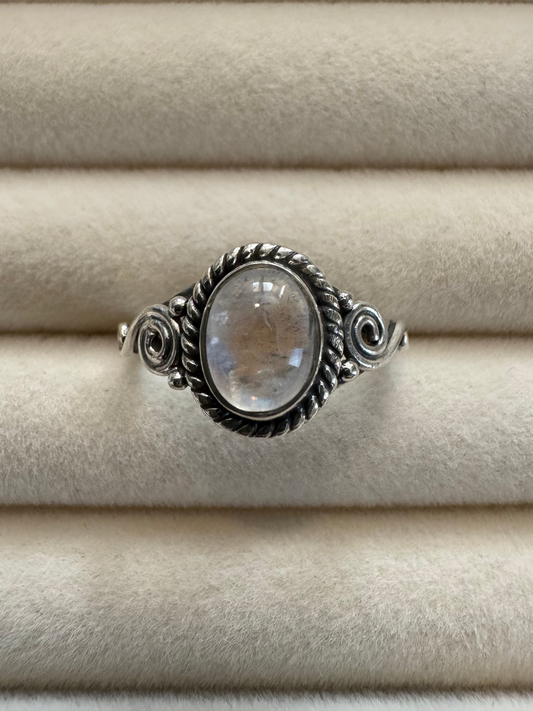Rainbow Moonstone Sterling Silver Ring | Size 7