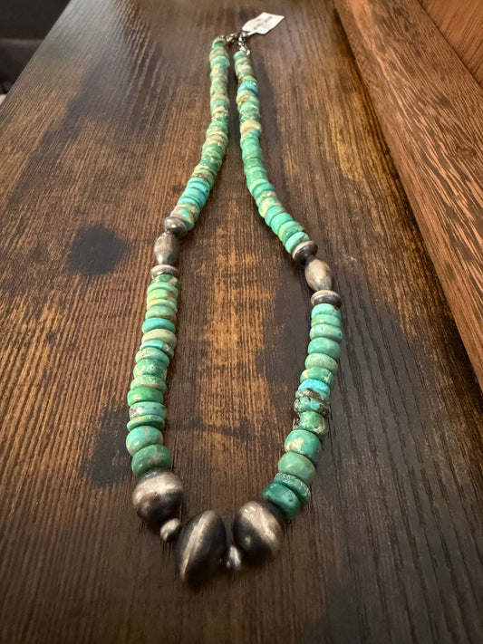 Turquoise & Sterling Silver Pearl Necklace