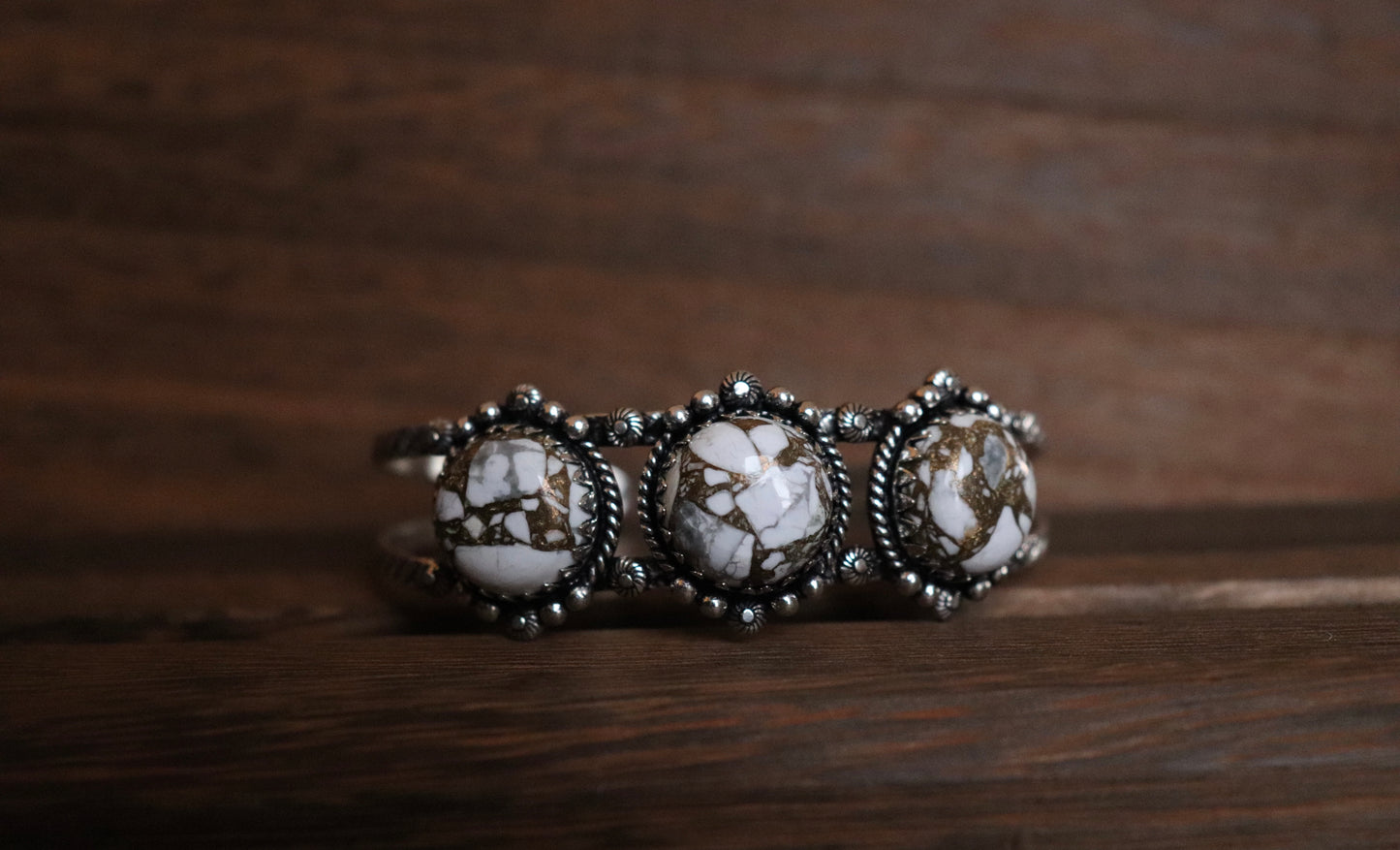 3-Stone Wild Horse Cuff – Silver Plated