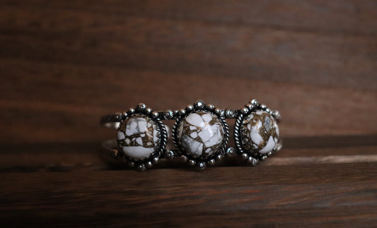 3-Stone Wild Horse Cuff – Silver Plated