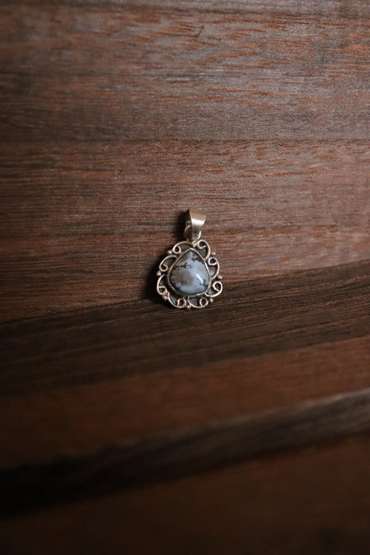 Golden Hills Turquoise Pendant with Sterling Silver Swirl Details