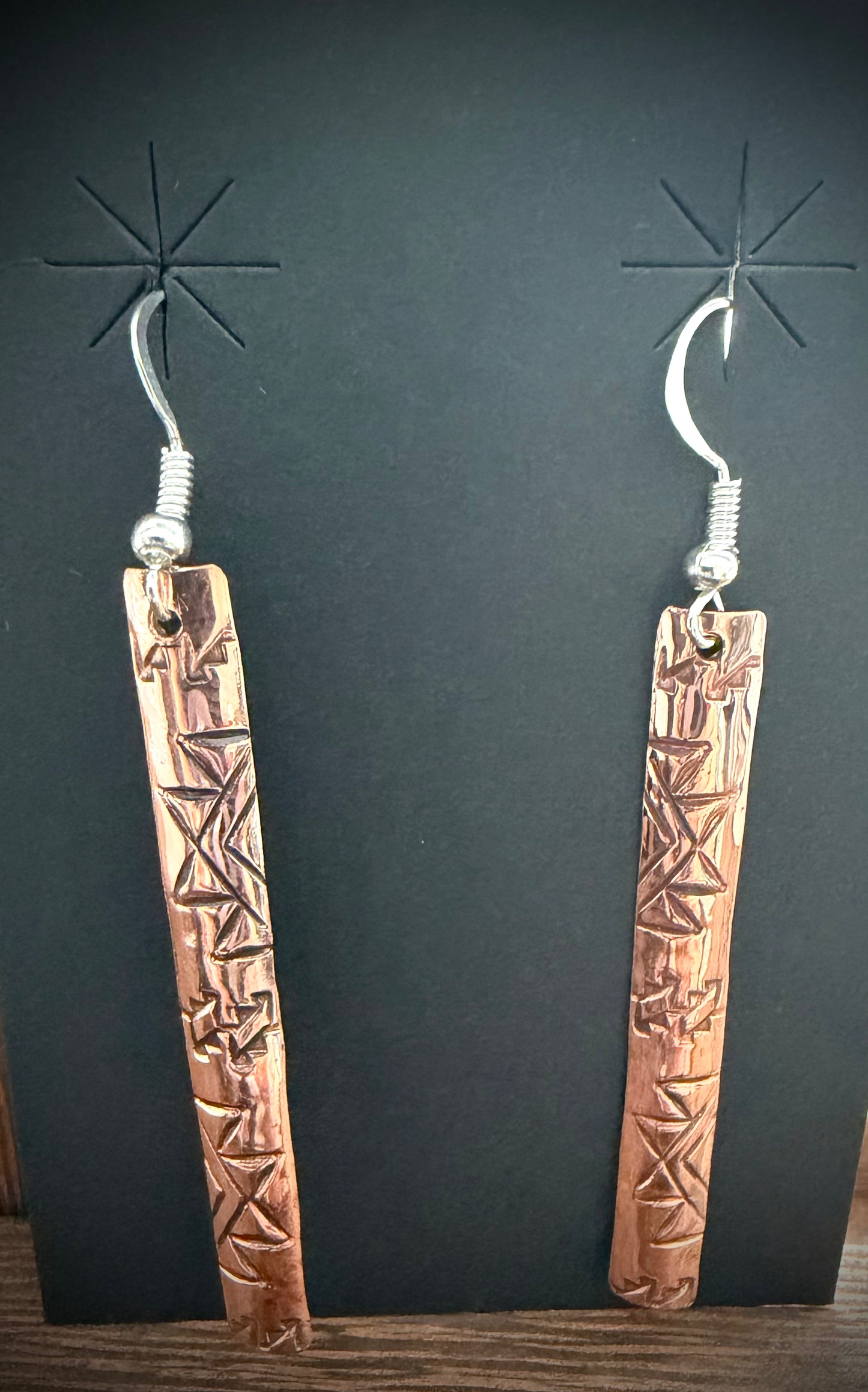 Hand-Stamped Copper Bar Earrings