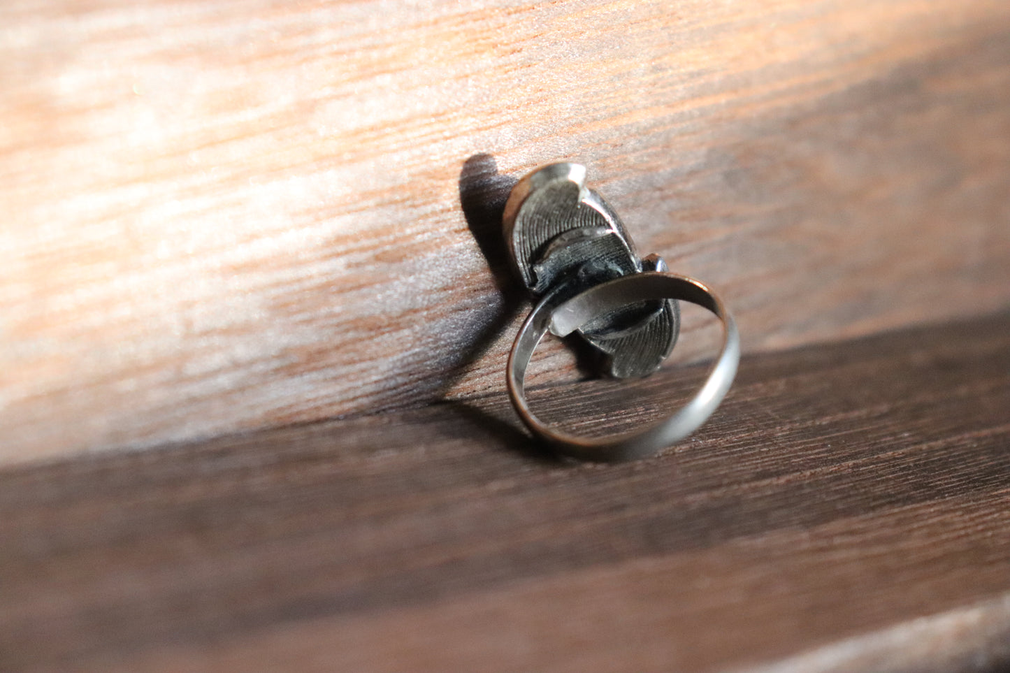 Adjustable Vintage Oval Turquoise Ring with Silver Accents