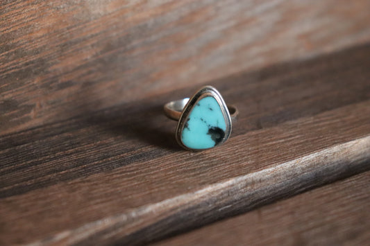 Adjustable Royston Turquoise Triangle Ring
