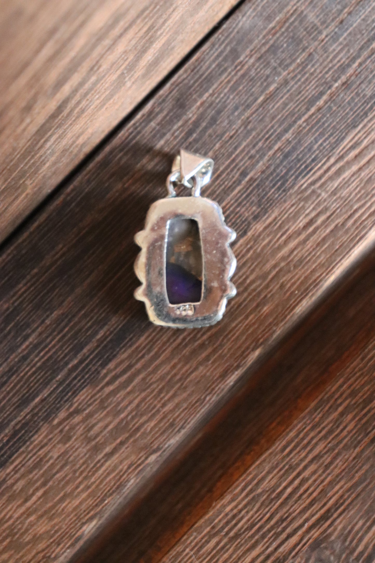 Square Purple Dahlia Turquoise Pendant