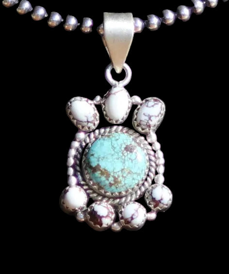 No. 8 Turquoise & Wild Horse Sterling Silver Pendant