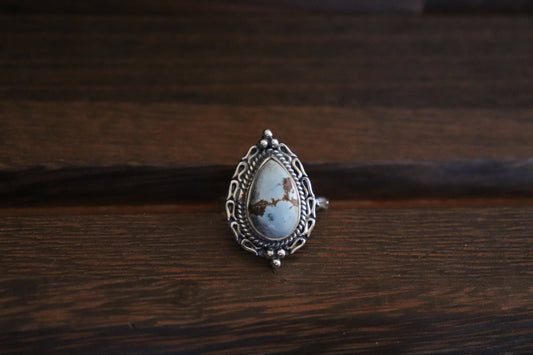 Adjustable Golden Hills Turquoise Sterling Silver Ring | Size 5-9