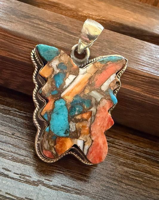 Spiny Oyster Sterling Silver Butterfly Pendant