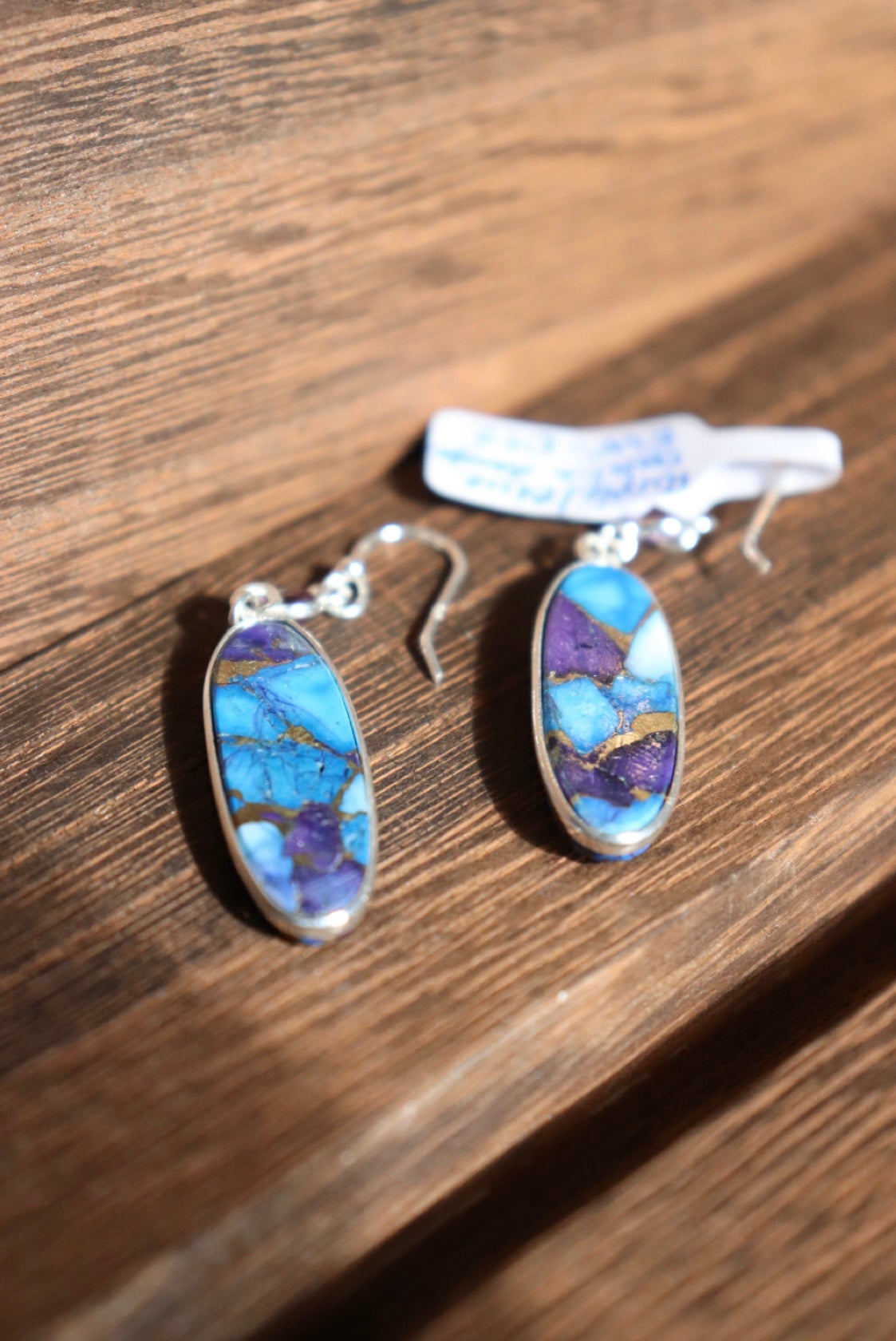 Purple & Blue Dahlia Sterling Silver Dangle Earrings