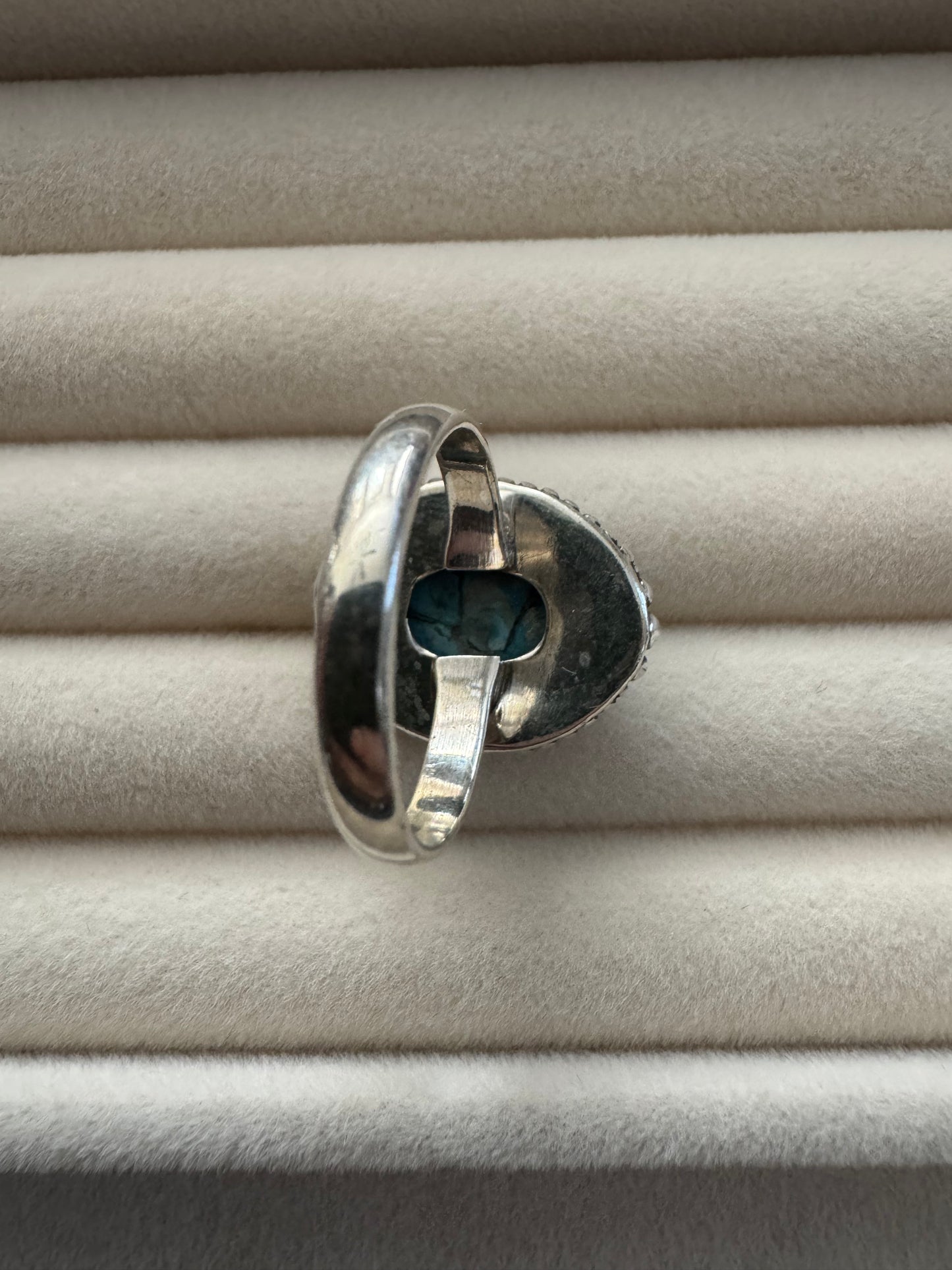 Kingman Ice Blue Dahlia Sterling Silver Ring | Size 9