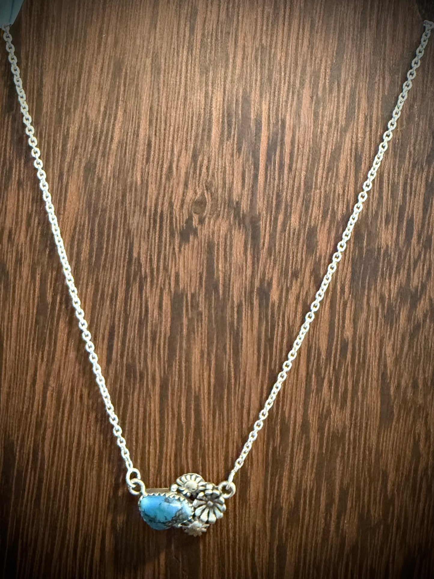 Golden Hills Turquoise Necklace with Flower & Sun Detail